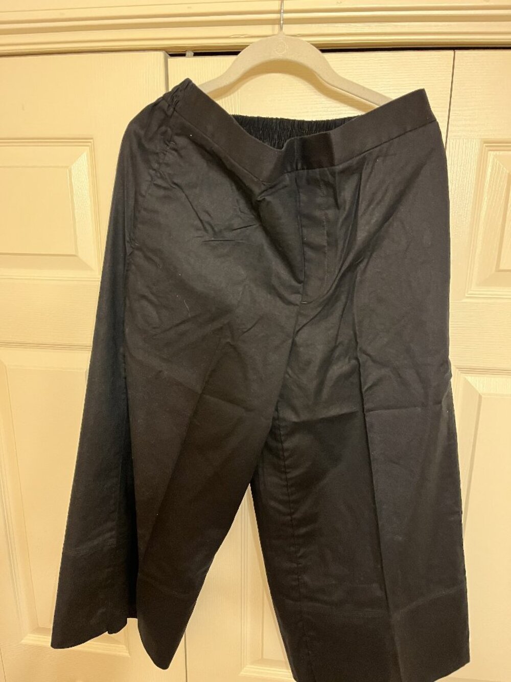 Banana Republic Linen-Blend Elastic Waist Wide-Leg Cropped Pants - Black (Medium